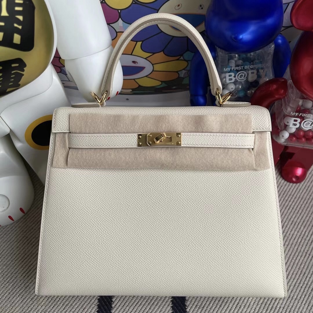 愛馬仕2022年刻印 U Qatar Doha Hermes Kelly 25cm Epsom 10 Craie  GHW