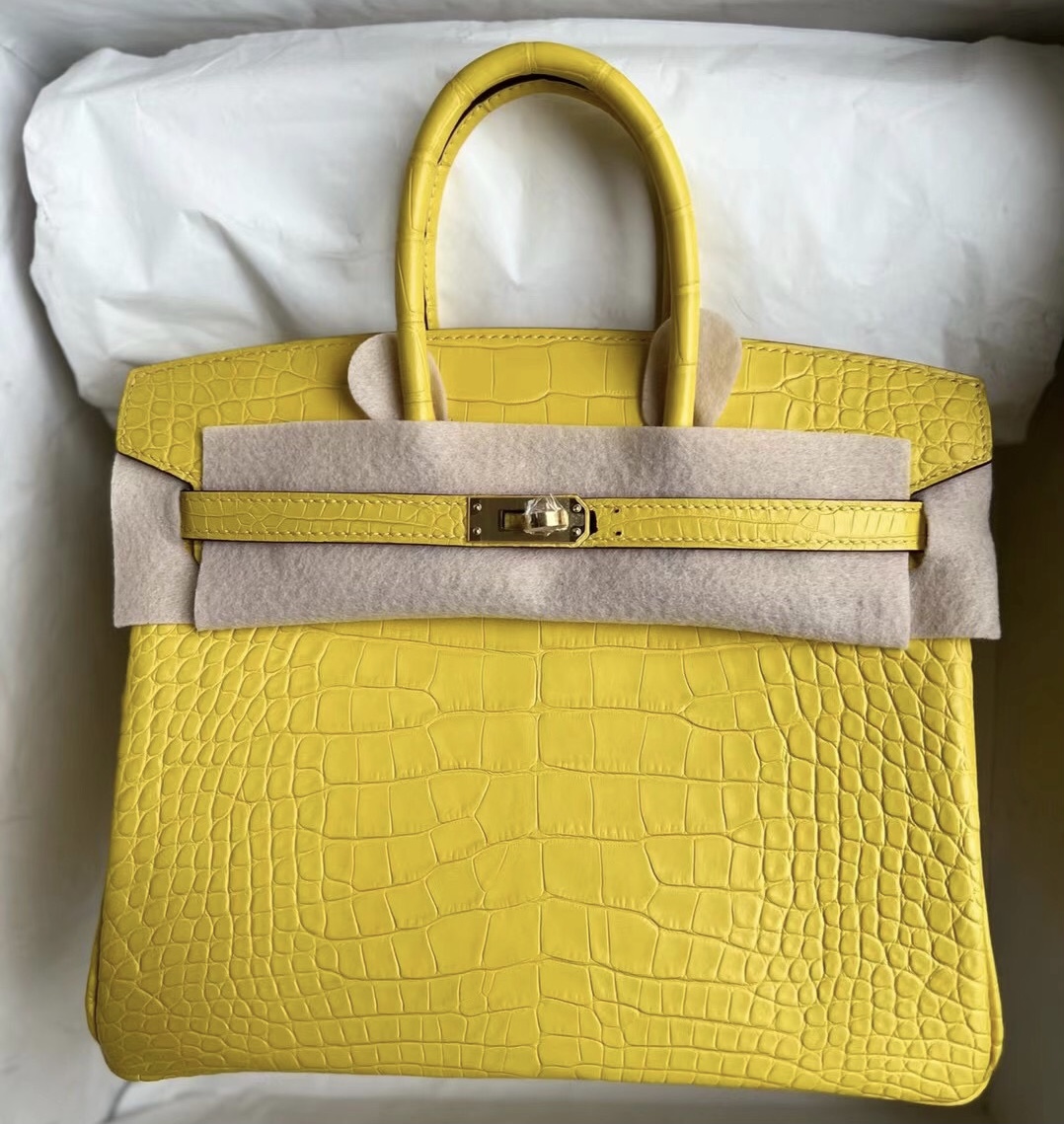 United Arab Emirates Hermes Birkin 25 霧面美洲鱷魚 M9 Mimosa 金盞花黃 GHW