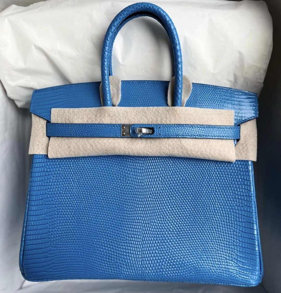 Saudi Arabia Hermes Birkin 25cm 7Q 希臘藍 Blue Mykonos Lizard 蜥蜴皮