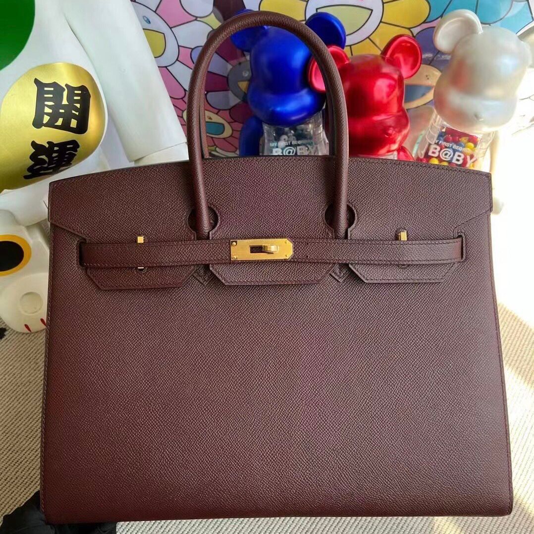 愛馬仕外縫鉑金包35寸臺灣專櫃價格 Hermes Birkin 35cm Epsom Sellier 57 Bordeaux