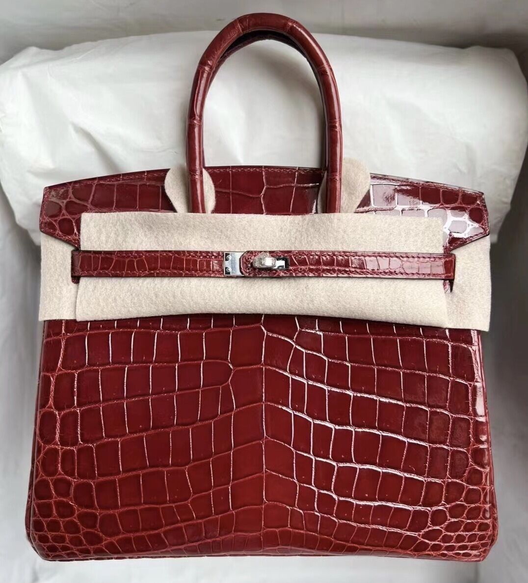 Saudi Arabia Riyadh Hermes Birkin 25cm Shiny nilo crocodile 55 Rouge H 愛馬仕紅 銀扣