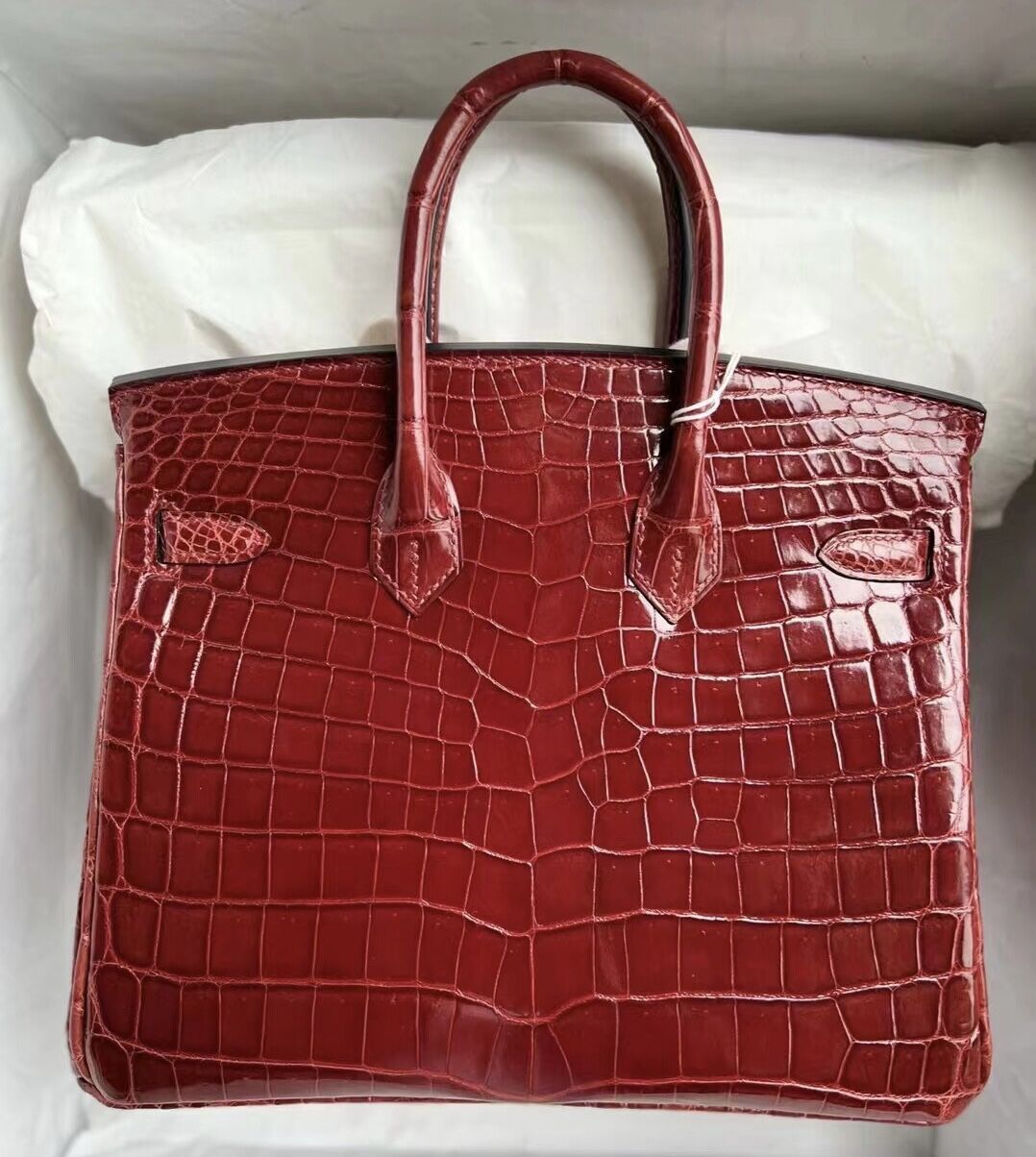 Saudi Arabia Riyadh Hermes Birkin 25cm Shiny nilo crocodile 55 Rouge H 愛馬仕紅 銀扣