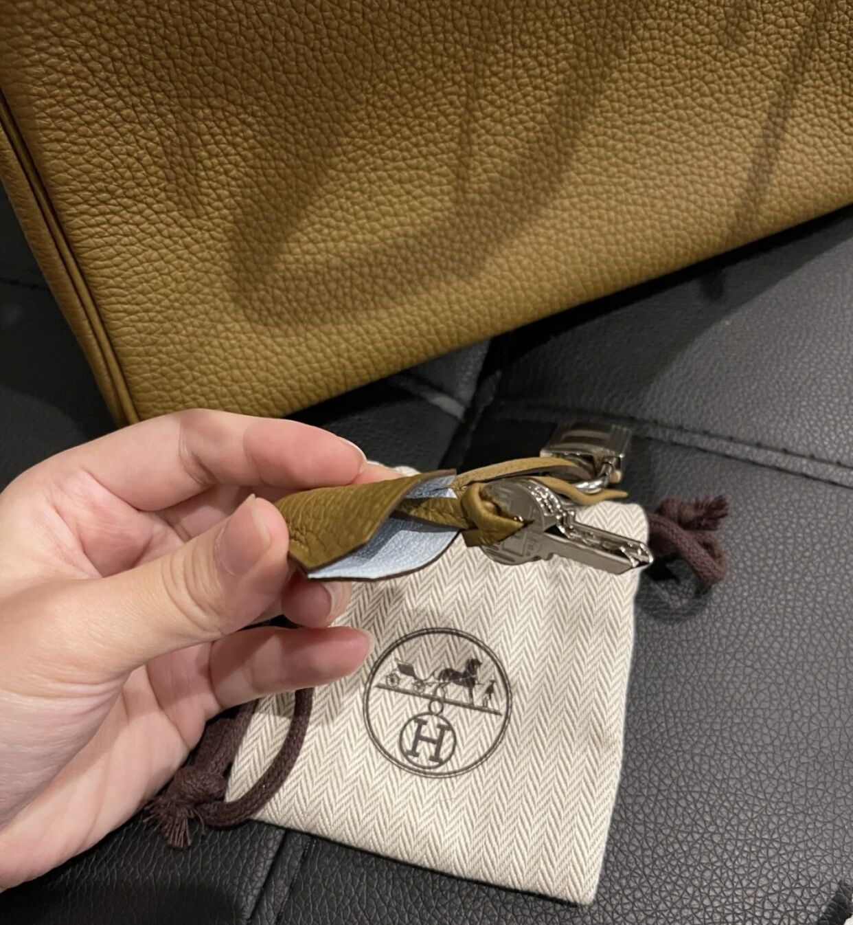 Hermès Birkin 25 Togo U8 Bronze金銅色內拼T0 Blue Brume霧藍色銀扣