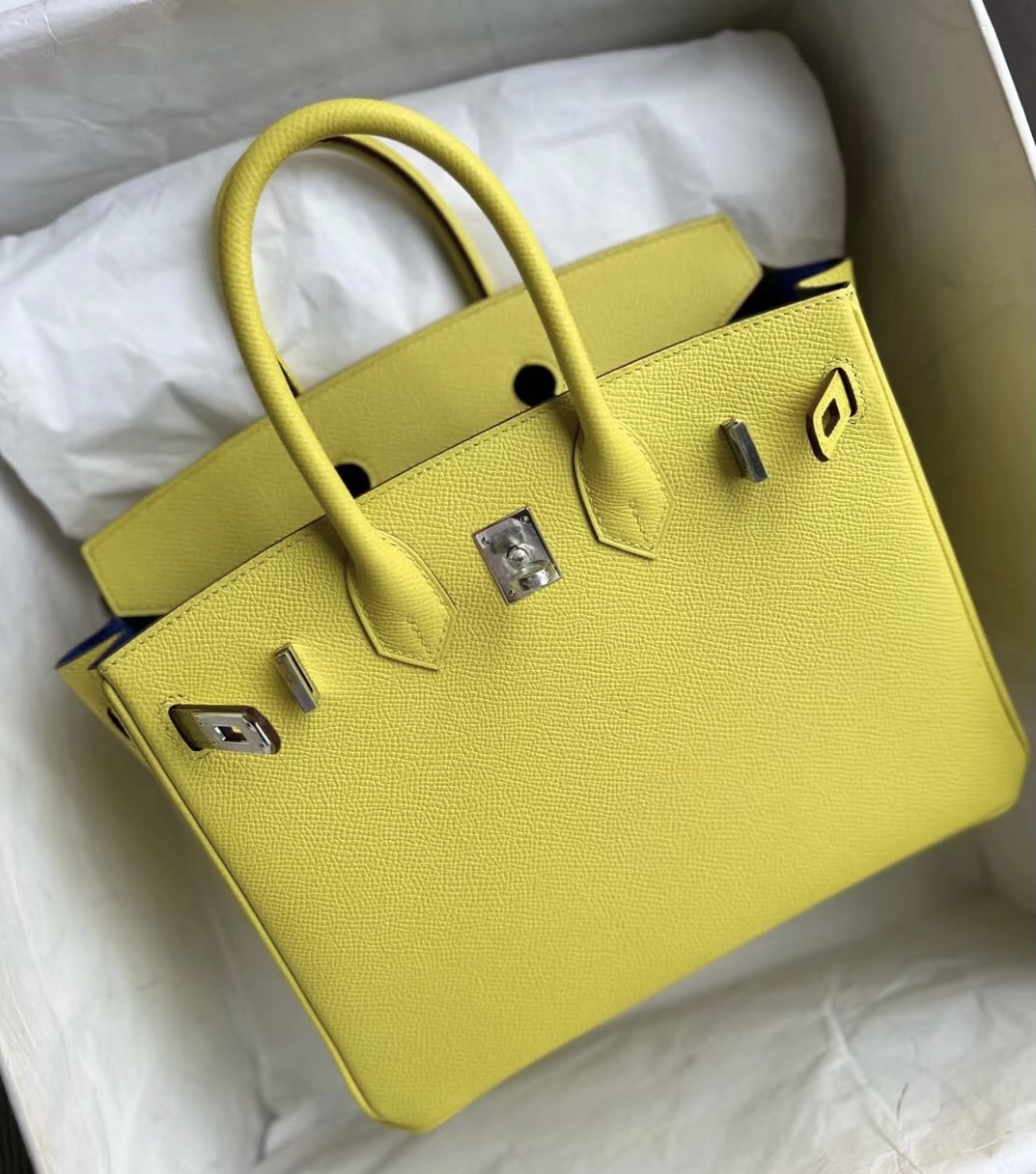 Saudi Arabia Dammam Hermes Birkin 25 Epsom 9R Lime 內拼 I7 Bleu Zellige 銀扣