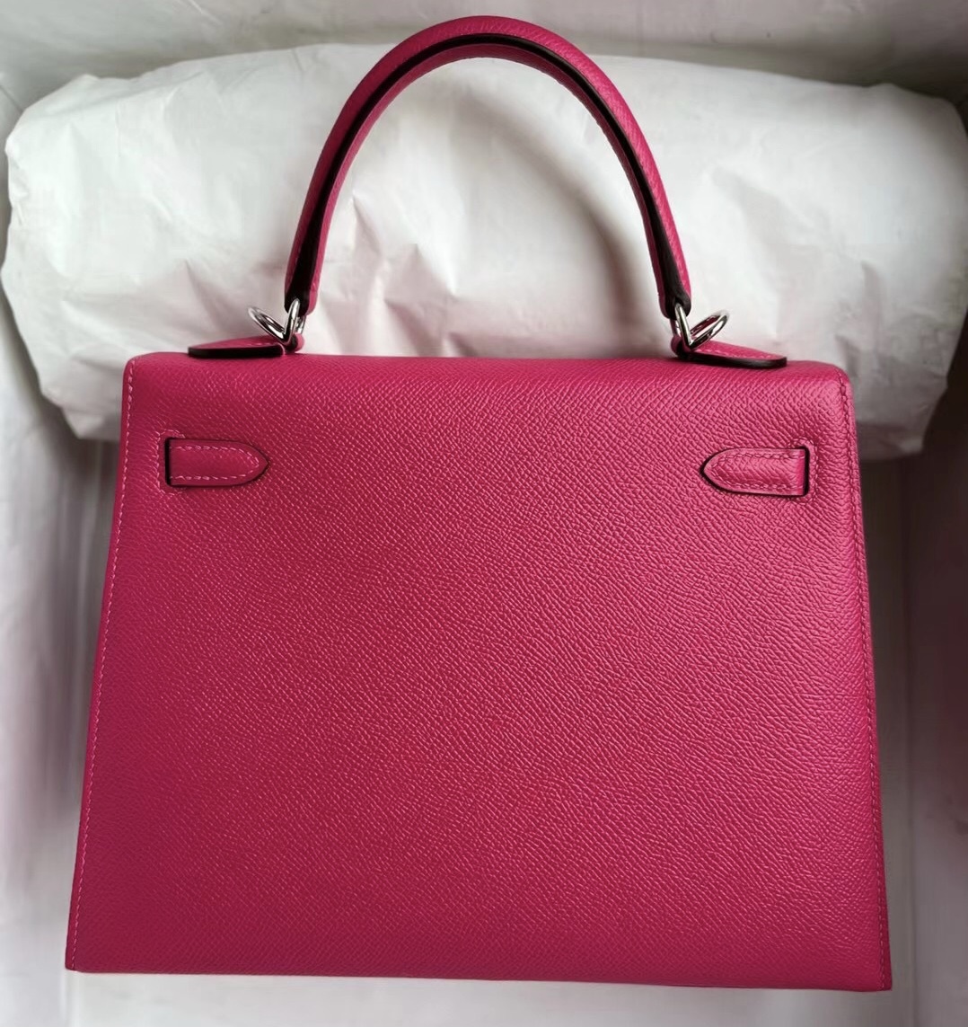 Qatar Doha Hermes Kelly 25cm Epsom 0D Rose Mexico 墨西哥粉 銀扣