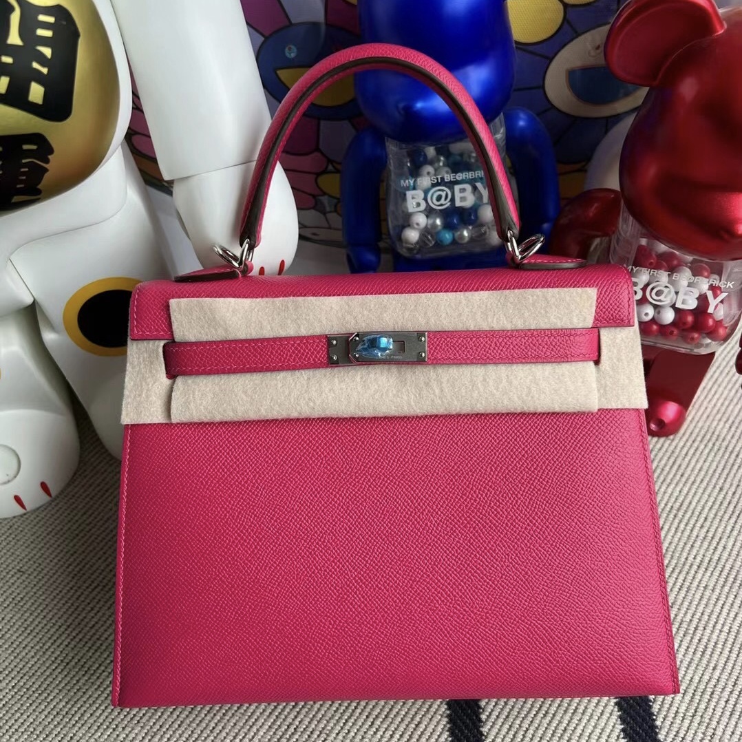Qatar Doha Hermes Kelly 25cm Epsom 0D Rose Mexico 墨西哥粉 銀扣