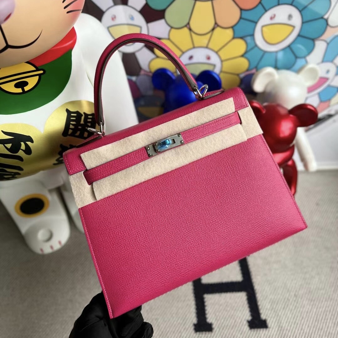 Qatar Doha Hermes Kelly 25cm Epsom 0D Rose Mexico 墨西哥粉 銀扣