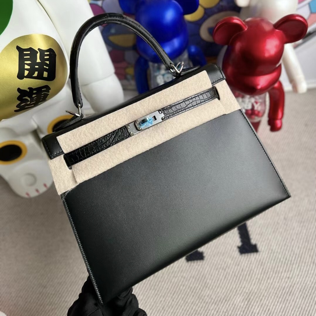 United Arab Emirates Hermes Kelly 25cm Touch Box 皮拼 霧面美洲鱷魚