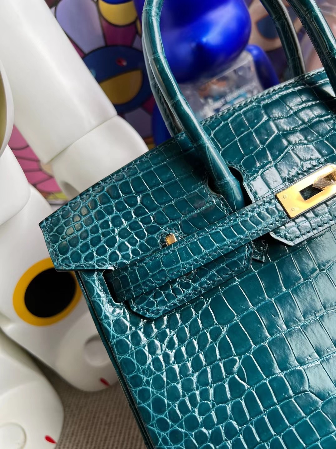 Saudi Arabia Riyadh Hermes Birkin 25cm W0 Vert Bosphore 亮面倒v澳洲灣鱷