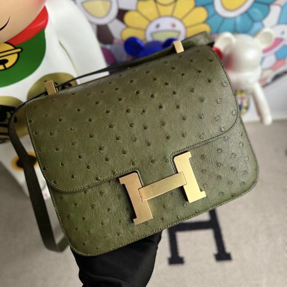 Saudi Arabia Riyadh Hermes Constance 24cm Ostrich 鴕鳥皮 6H Olive green 橄欖綠