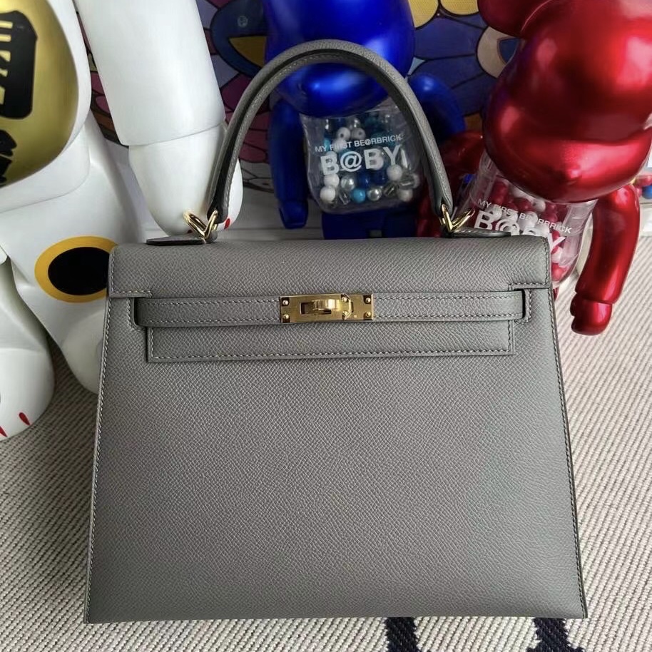 Qatar Doha Hermes Kelly 25cm Epsom 0L Gris Meyer 積雨雲灰 金扣 全手工蜜蠟線縫製