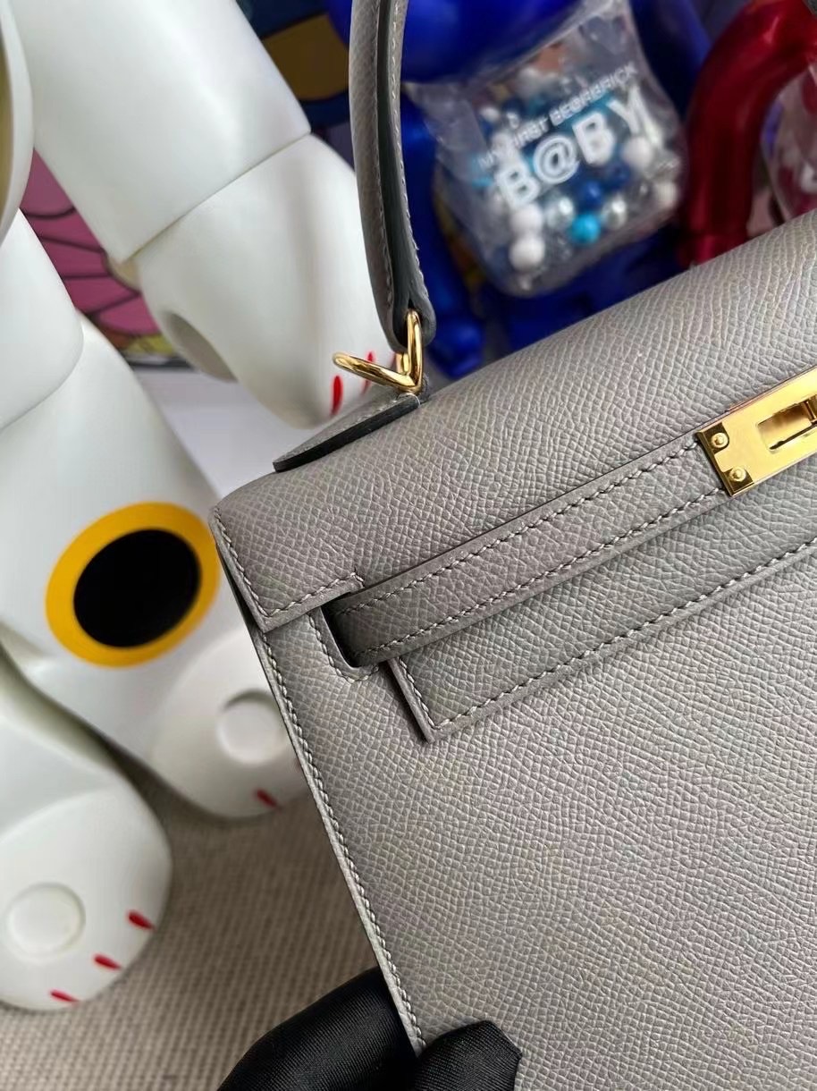 Qatar Doha Hermes Kelly 25cm Epsom 0L Gris Meyer 積雨雲灰 金扣 全手工蜜蠟線縫製