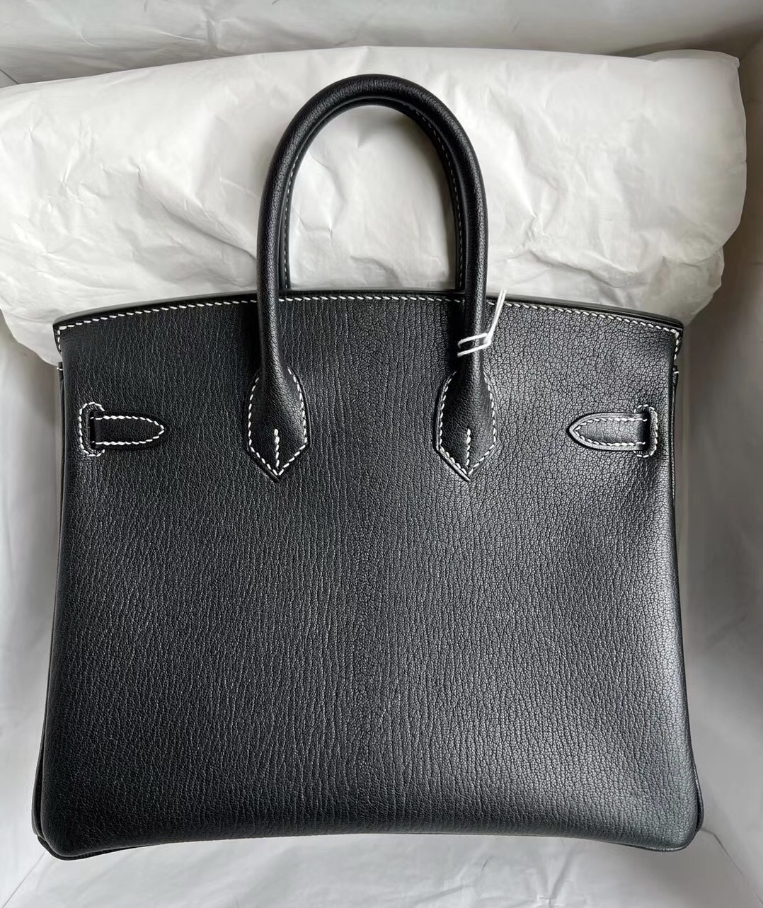 Bahrain Hermes Birkin 25cm Chevre Mysore 89 Noir 內拼 9V Jaune Dor 拉絲銀扣 馬蹄印