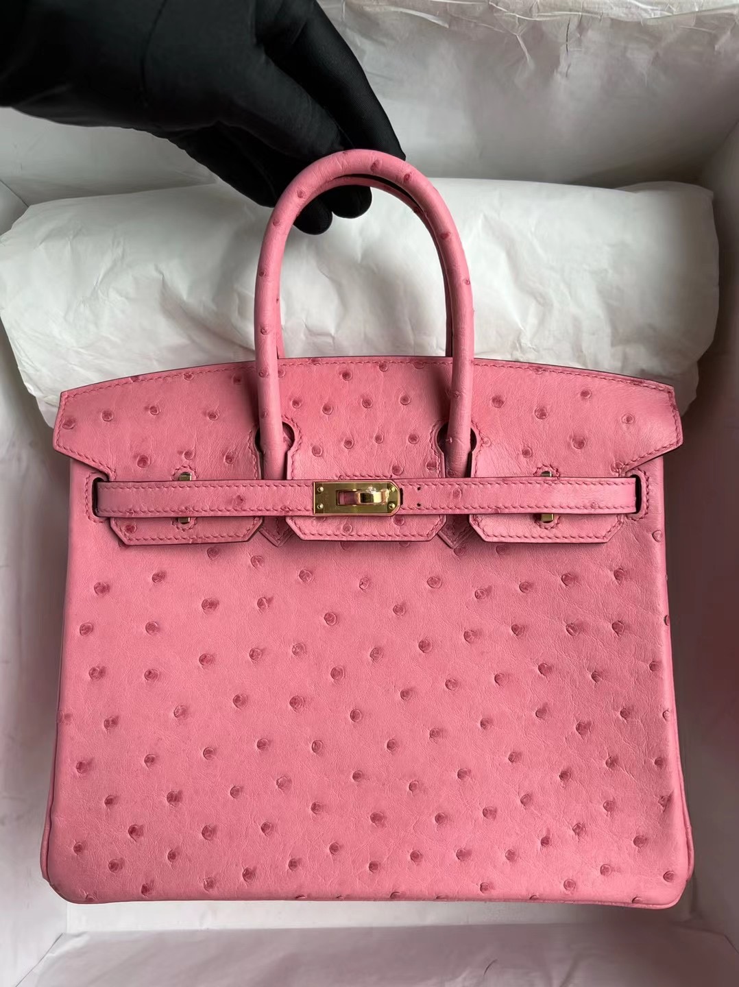 Saudi Arabia Riyadh Hermes Birkin 25cm Ostrich 鴕鳥皮 L4 Rose bubblegum 金扣