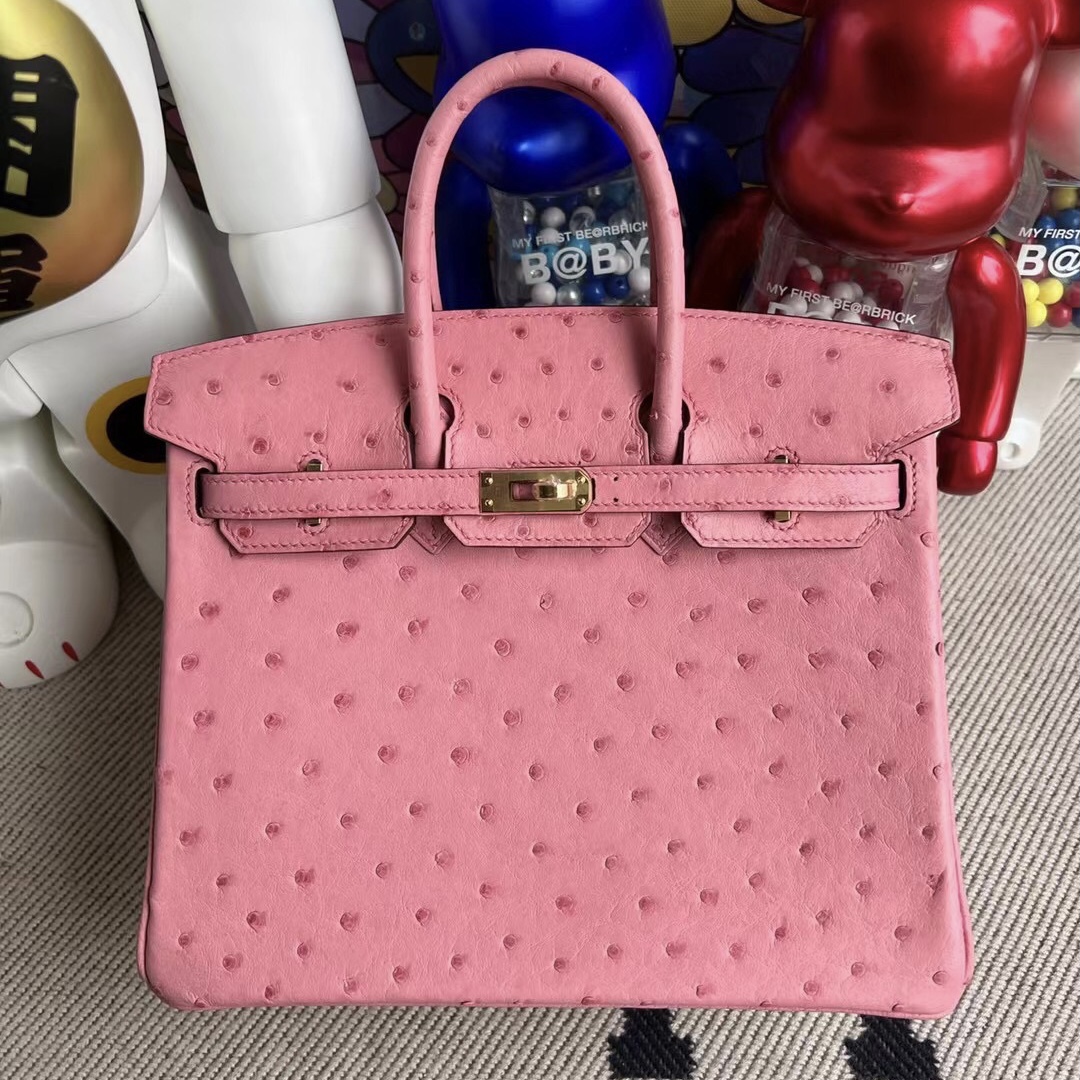 Saudi Arabia Riyadh Hermes Birkin 25cm Ostrich 鴕鳥皮 L4 Rose bubblegum 金扣