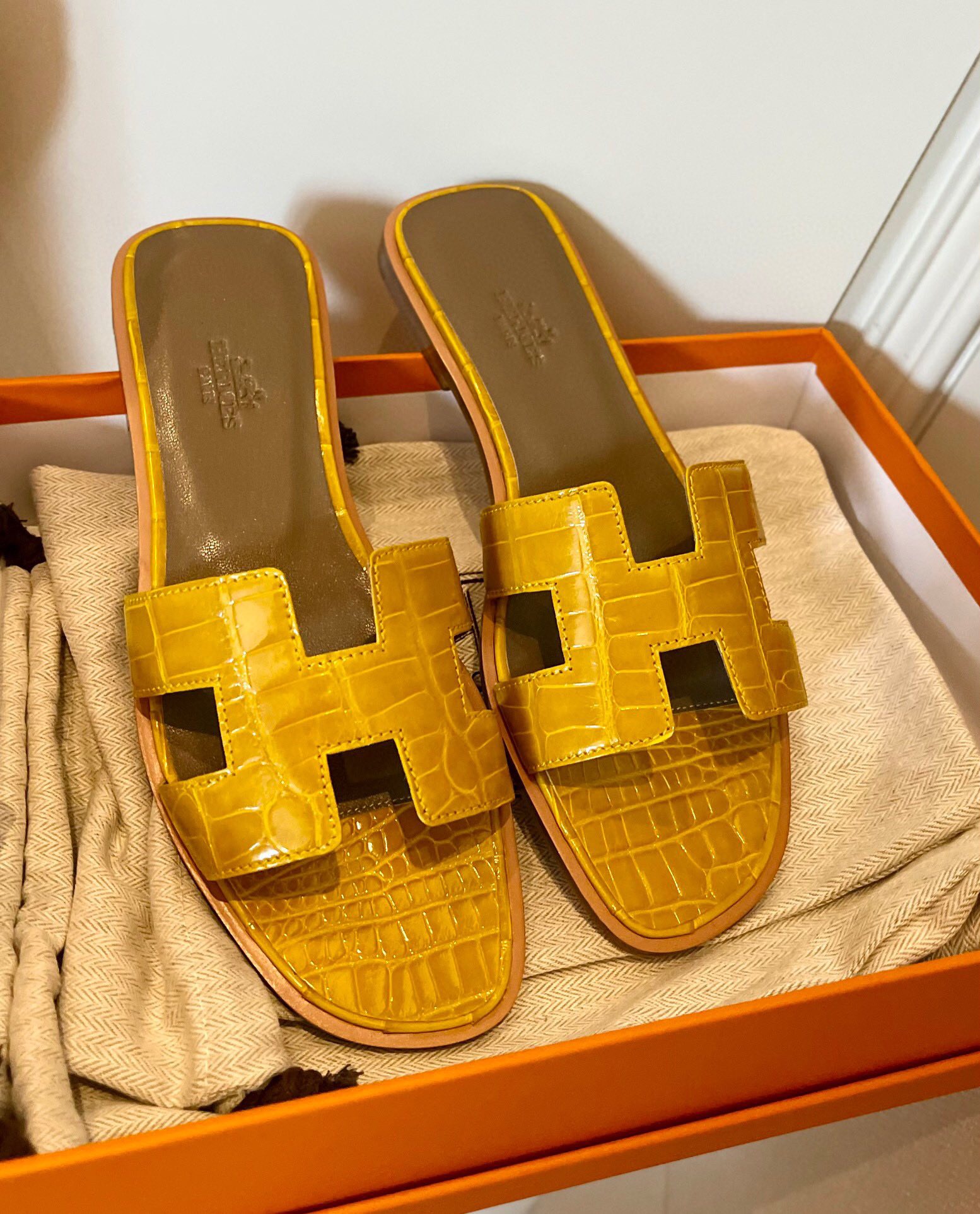 愛馬仕 Oran 涼鞋 Saudi Arabia Hermes Oran sandal Shiny Alligator Crocodile