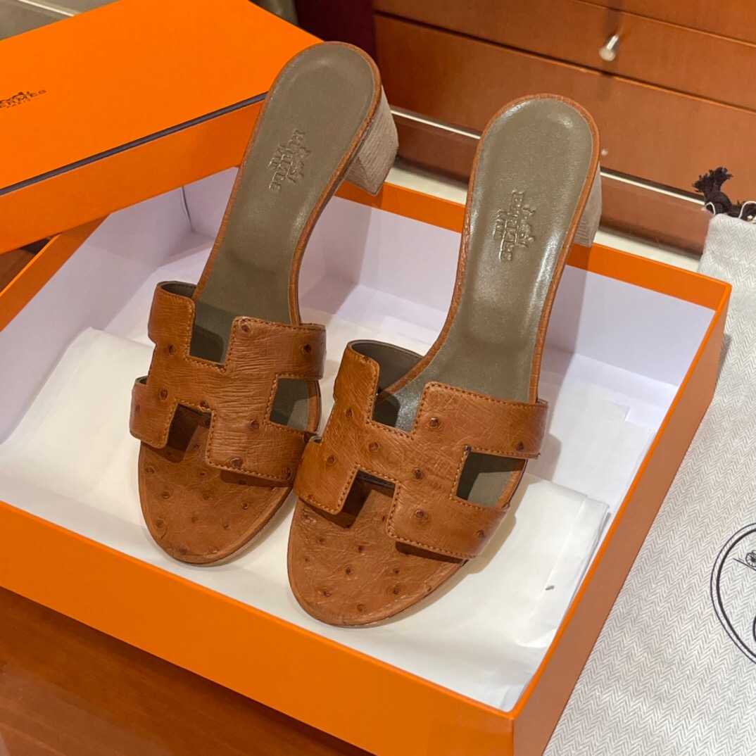 愛馬仕拖鞋女 Hermès Oasis 涼鞋 Oran sandal Ostrich 進口KK南非鴕鳥皮