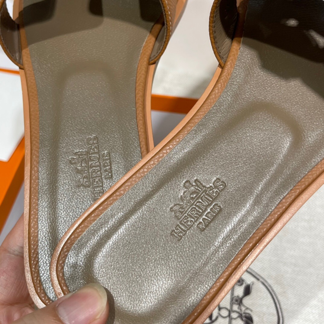 愛馬仕拖鞋 Singapore Hermes Epsom Oran 涼鞋 37 Gold 金棕色