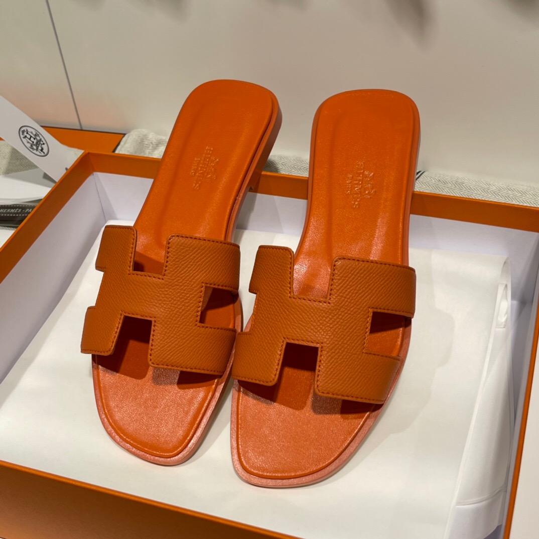 愛馬仕 H拖鞋 Tokyo, Japan Hermes Epsom Oran涼鞋 Oran sandal 93 Orange 橙色