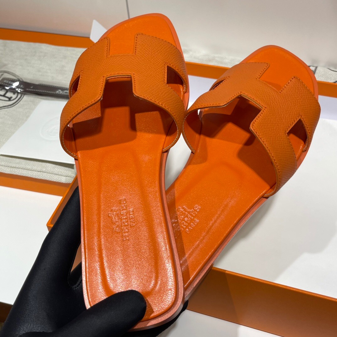 愛馬仕 H拖鞋 Tokyo, Japan Hermes Epsom Oran涼鞋 Oran sandal 93 Orange 橙色