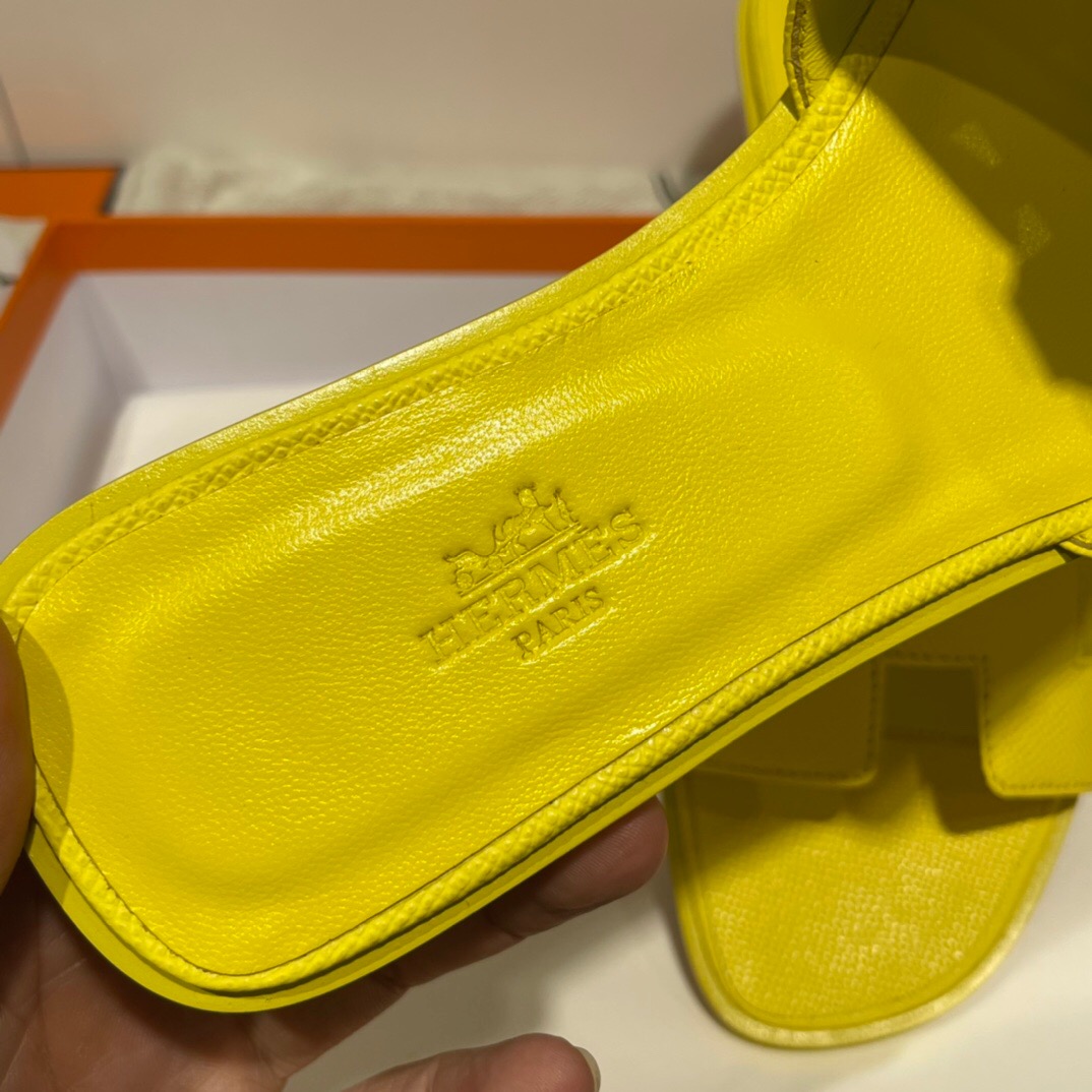 愛馬仕 H拖鞋 Hermes Epsom Oran涼鞋 Oran sandal 9R Lime 檸檬黃