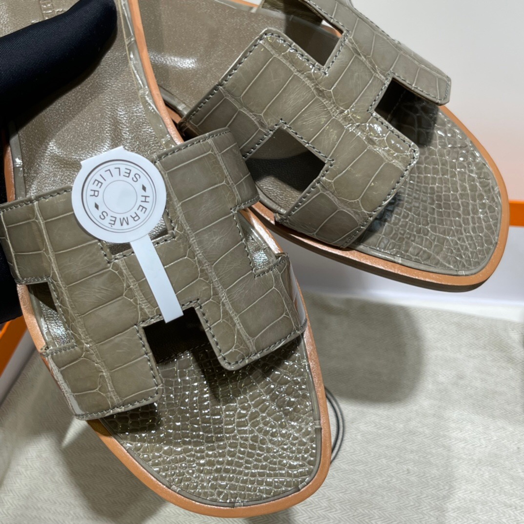 愛馬仕涼鞋價格 Hermès Alligator Crocodile Oran sandal 經典H型鞋面