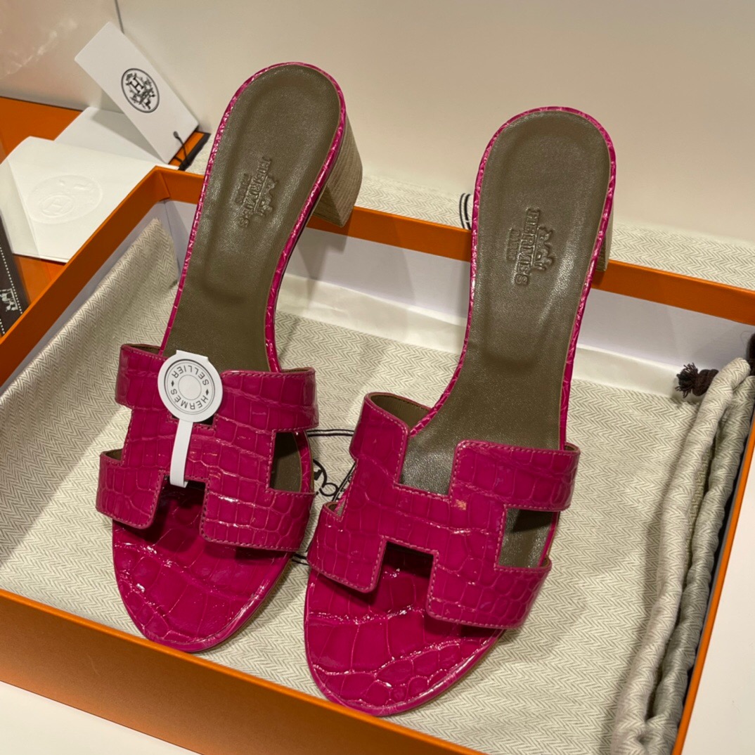 愛馬仕高跟涼鞋 Hermès Shiny Alligator Crocodile Oran sandal