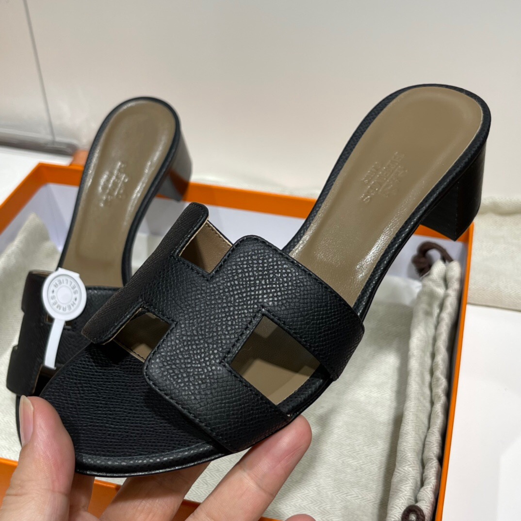 愛馬仕高跟涼鞋價格 Hermès Oran sandal Epsom 89 Noir 黑色