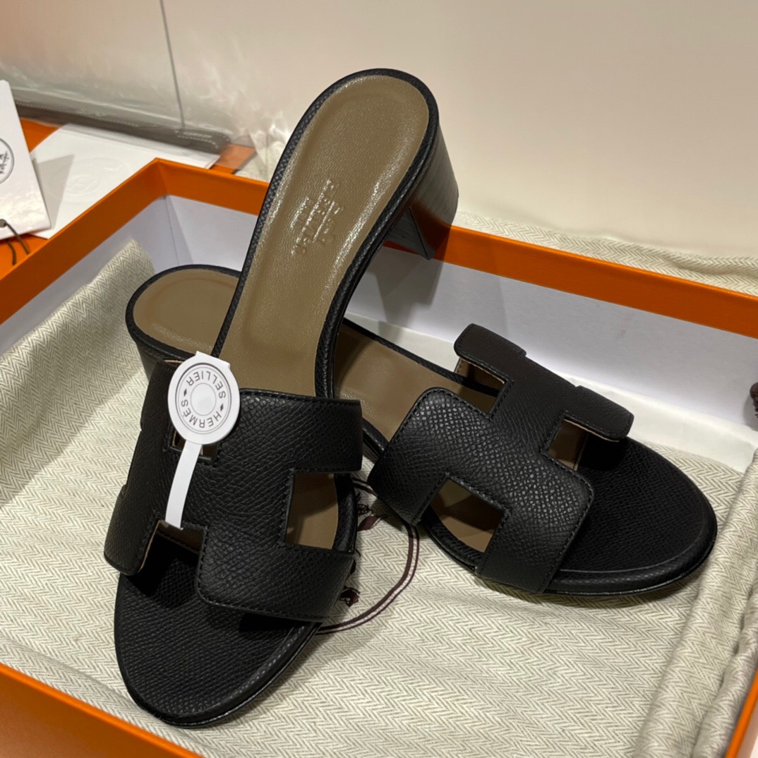 愛馬仕高跟涼鞋價格 Hermès Oran sandal Epsom 89 Noir 黑色