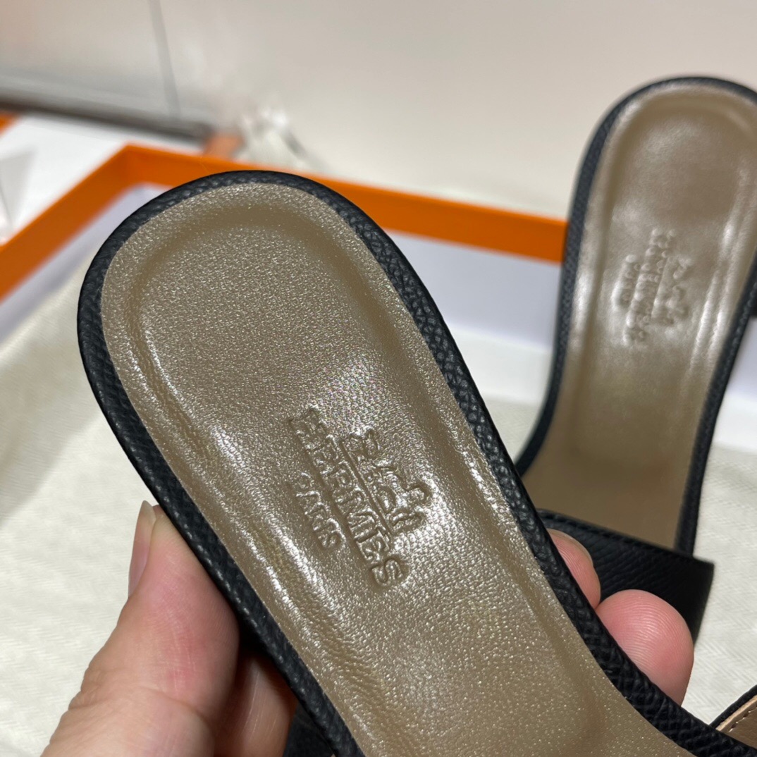 愛馬仕高跟涼鞋價格 Hermès Oran sandal Epsom 89 Noir 黑色