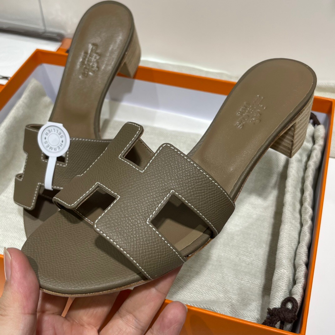 愛馬仕高跟涼鞋價格 Hermès Oran sandal Epsom 18 大象灰 Etoupe