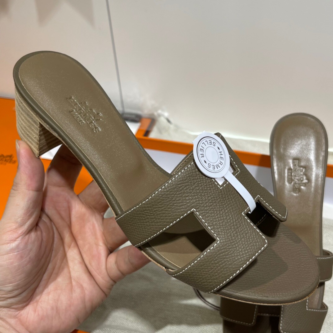 愛馬仕高跟涼鞋價格 Hermès Oran sandal Epsom 18 大象灰 Etoupe