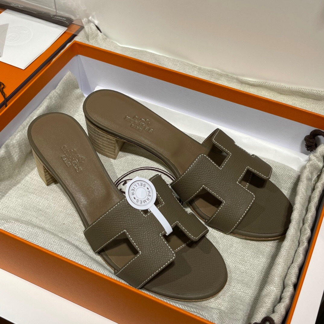 愛馬仕高跟涼鞋價格 Hermès Oran sandal Epsom 18 大象灰 Etoupe