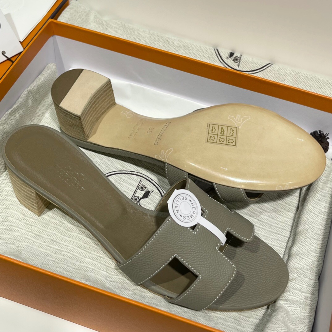 愛馬仕高跟涼鞋價格及圖片 Hermès Oran sandal M8 Gris Asphalte 瀝青灰