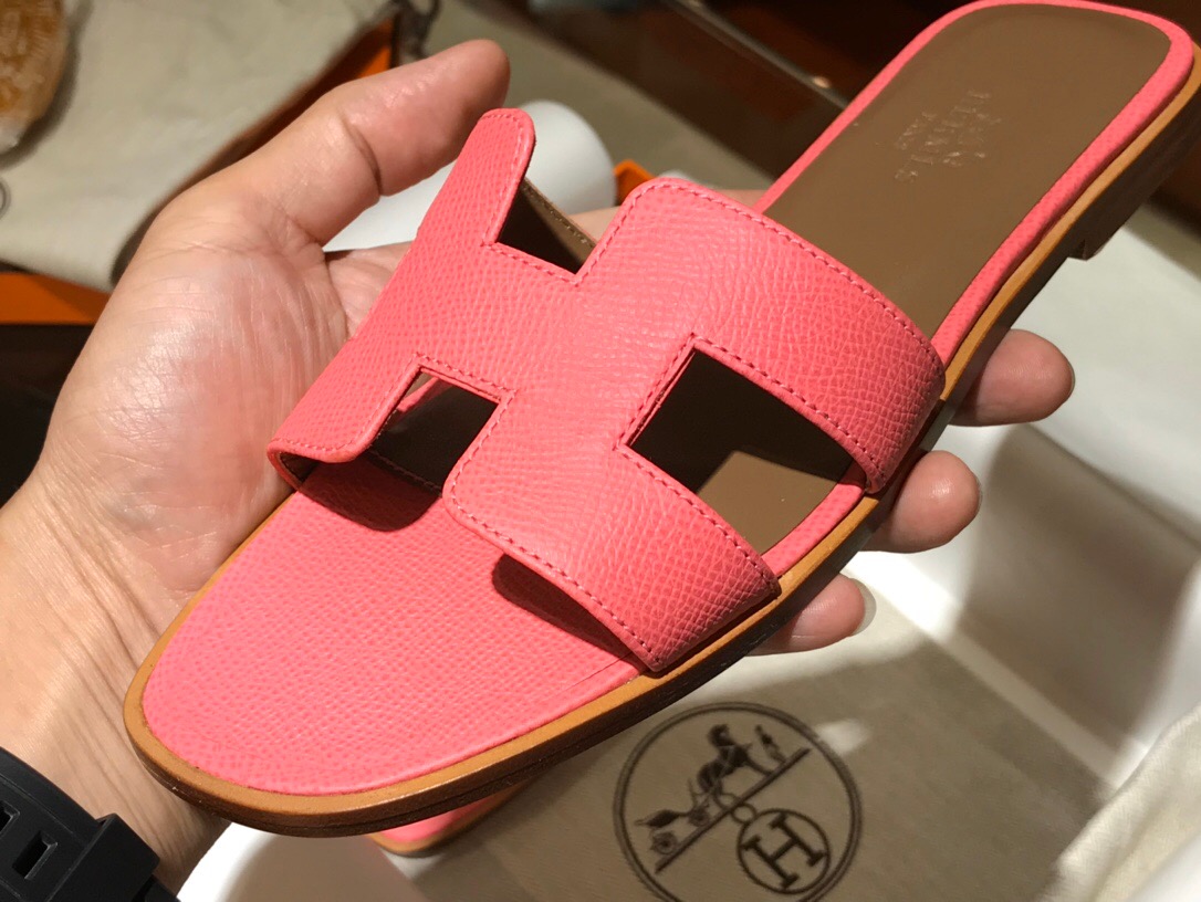 愛馬仕Oran 涼鞋 拖鞋 Hermes Epsom Oran sandal 8W Rose Azalee