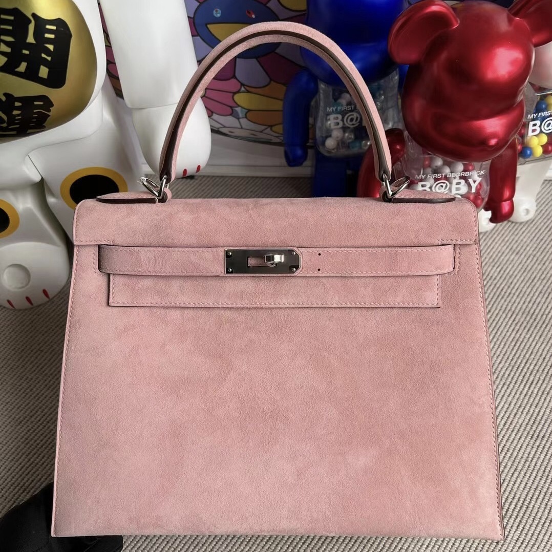 United Arab Emirates Hermes Kelly 28cm Doblis Suede 麂皮 1Q Rose Confetti