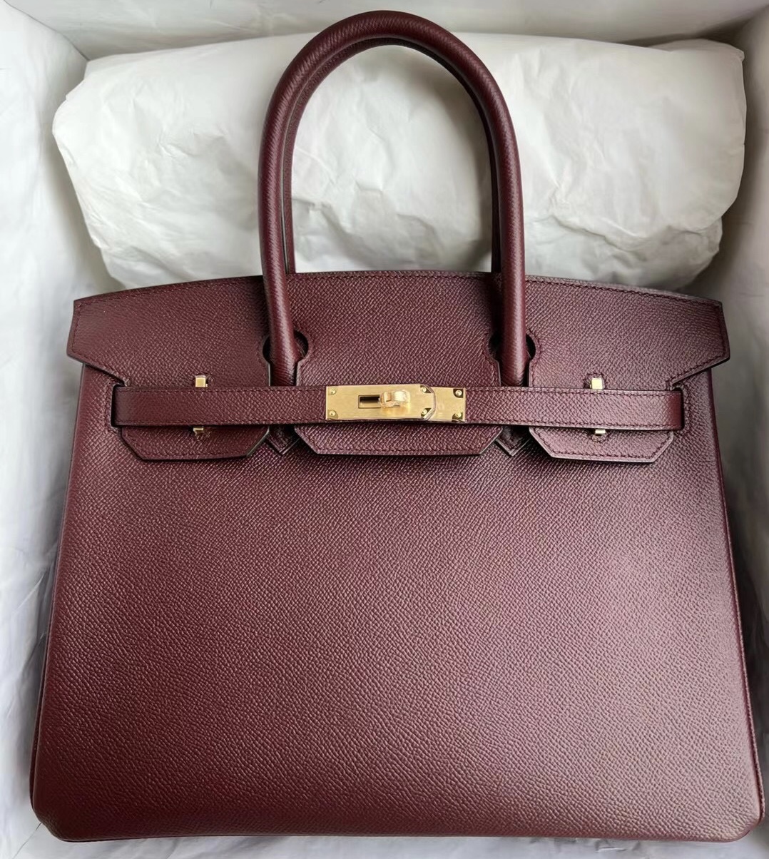 Kuwait Hermes Birkin 30cm Epsom 57 波爾多酒紅 Bordeaux 金扣