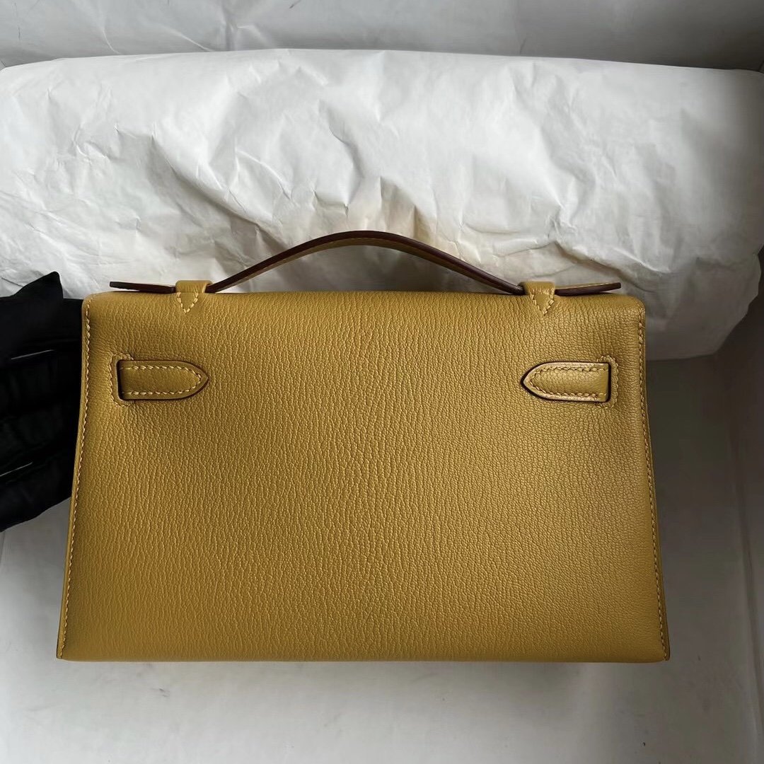 Saudi Arabia Riyadh Hermes MiniKelly Pochette Chevre 山羊皮 9D Amber 琥珀黃