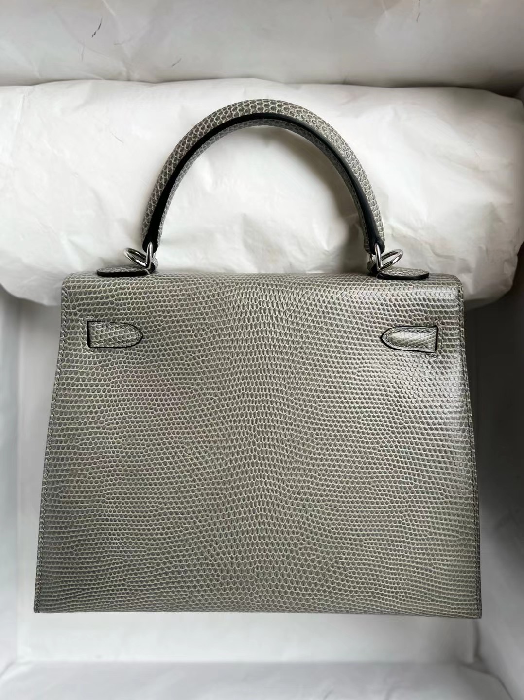 Dubai Hermes Kelly 25cm 81 Gris Tourterelle Lizard 原装进口蜥蜴皮 银扣