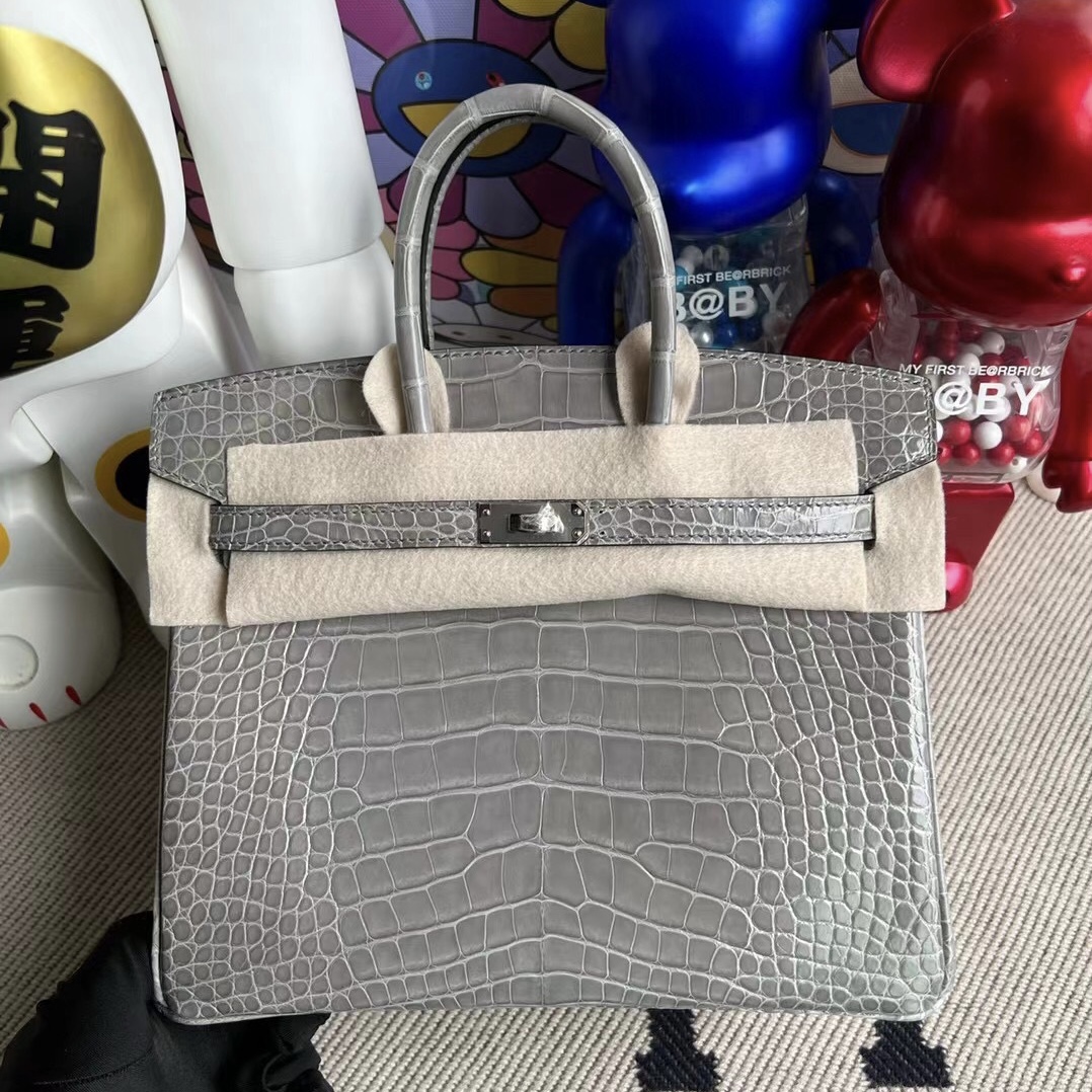 United Arab Emirates Hermes Birkin 25cm 8U Bleu Glacier 亮面美洲鱷魚