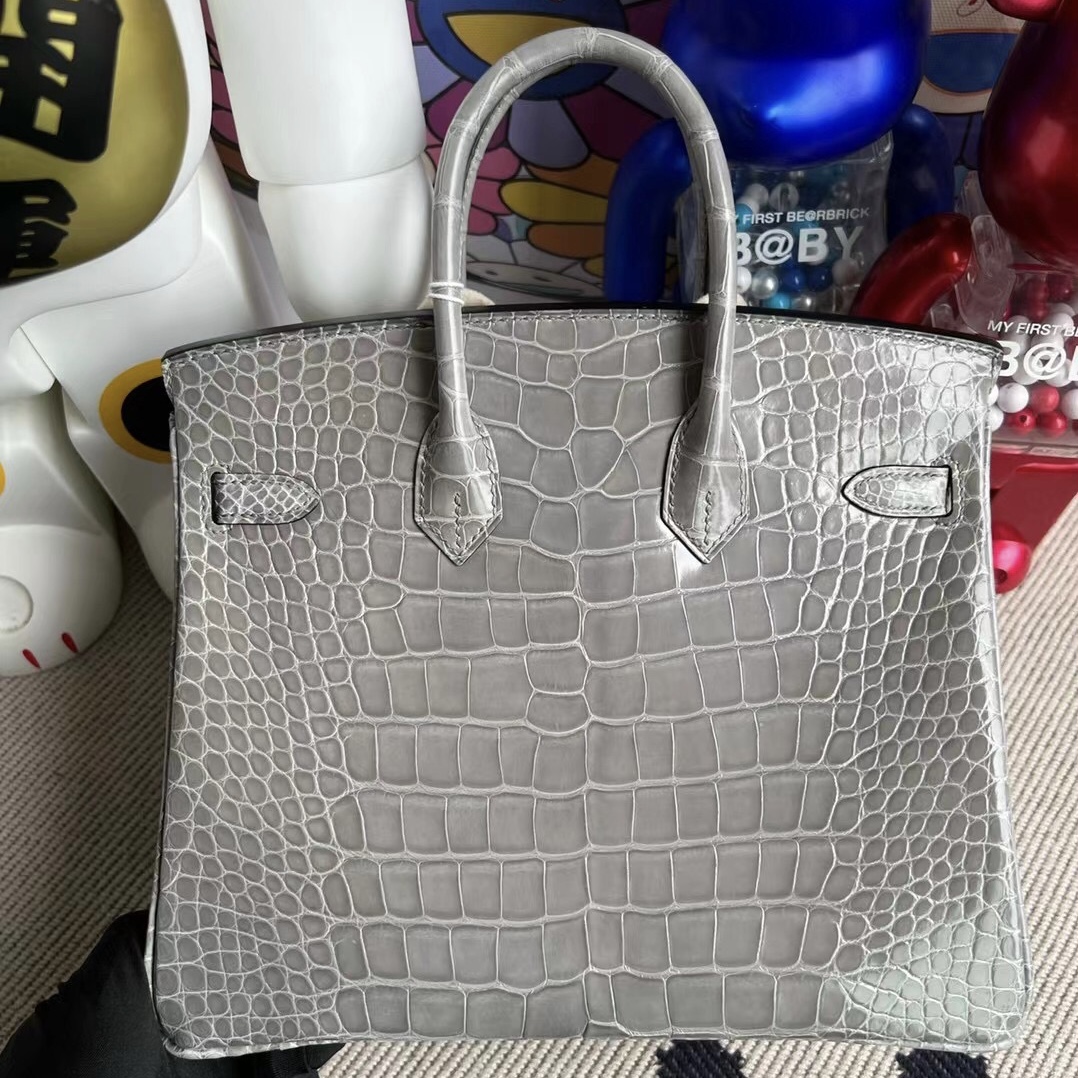 United Arab Emirates Hermes Birkin 25cm 8U Bleu Glacier 亮面美洲鱷魚