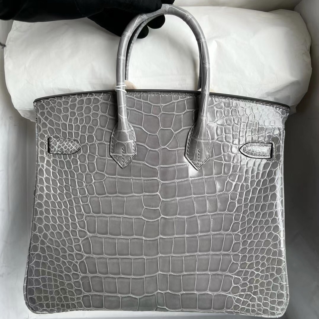 United Arab Emirates Hermes Birkin 25cm 8U Bleu Glacier 亮面美洲鱷魚