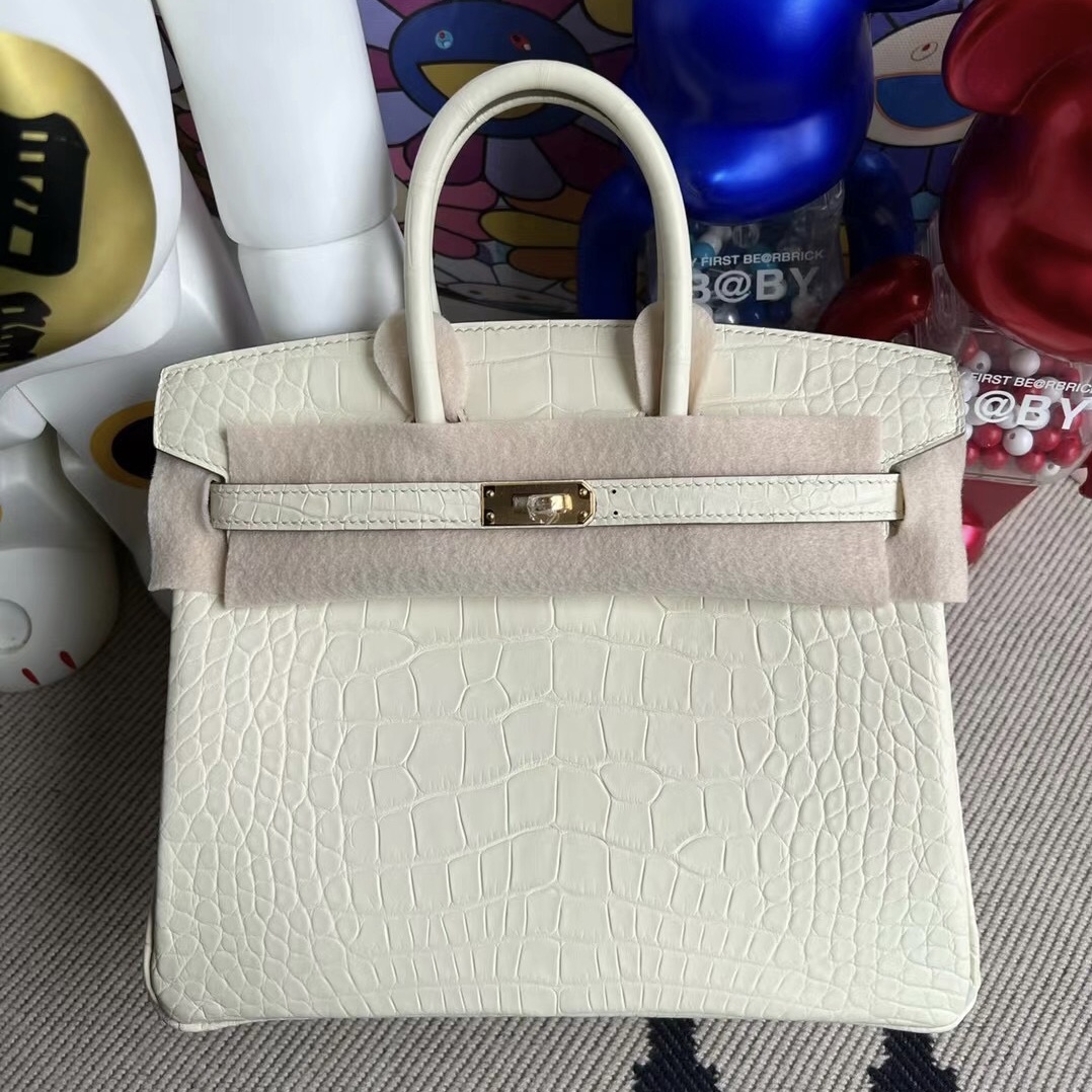 Kingdom of Saudi Arabia Hermes Birkin 25cm 8L Beton 冰川白 霧面美洲鱷魚