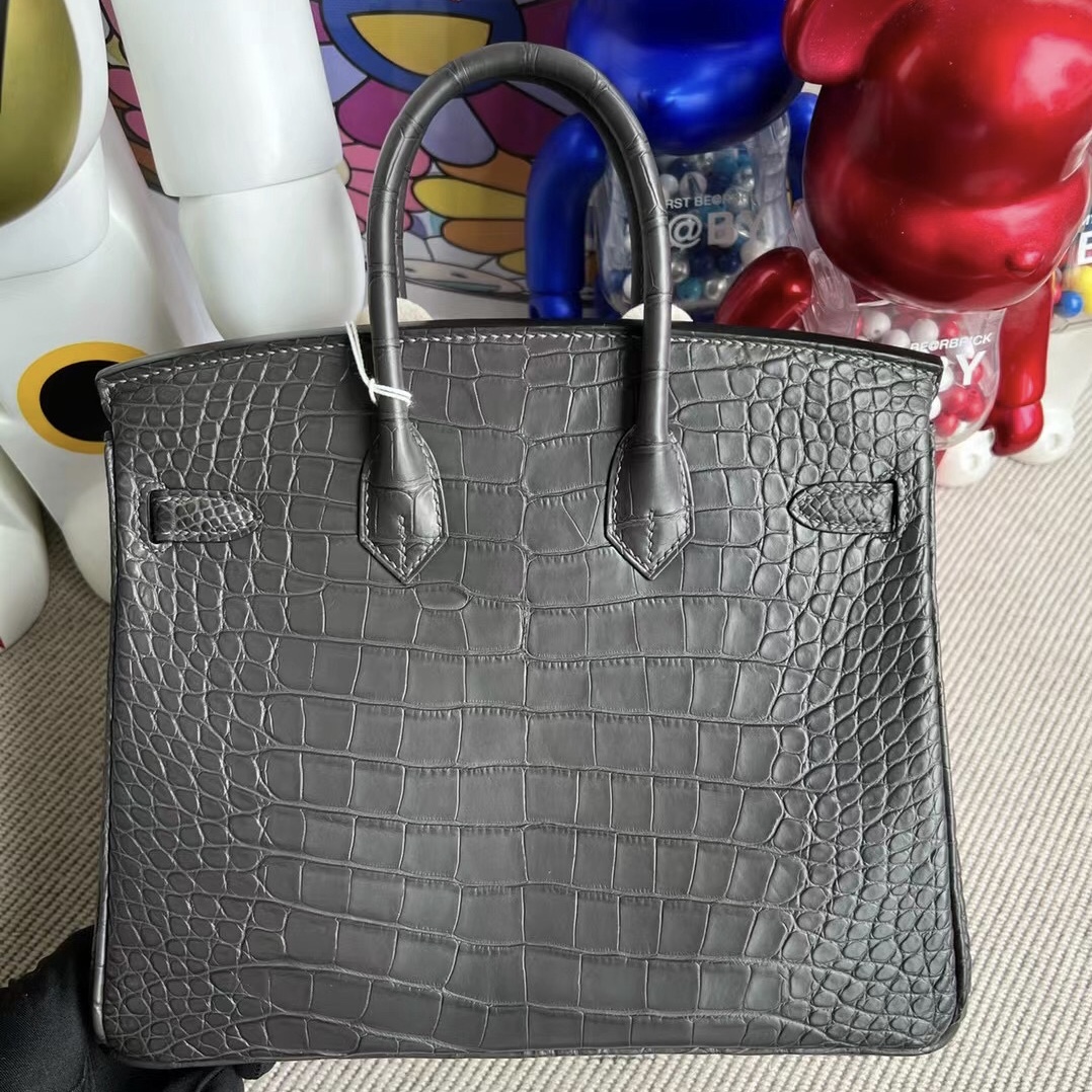 Indonesia Hermes Birkin 25cm 88 Graphite 石墨灰霧面方塊 美洲鱷魚