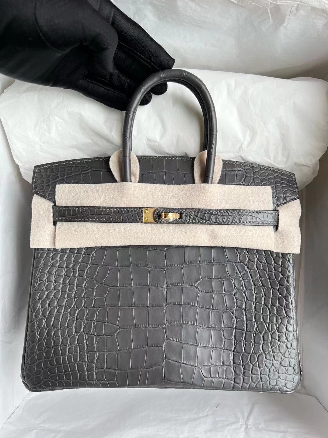 Indonesia Hermes Birkin 25cm 88 Graphite 石墨灰霧面方塊 美洲鱷魚