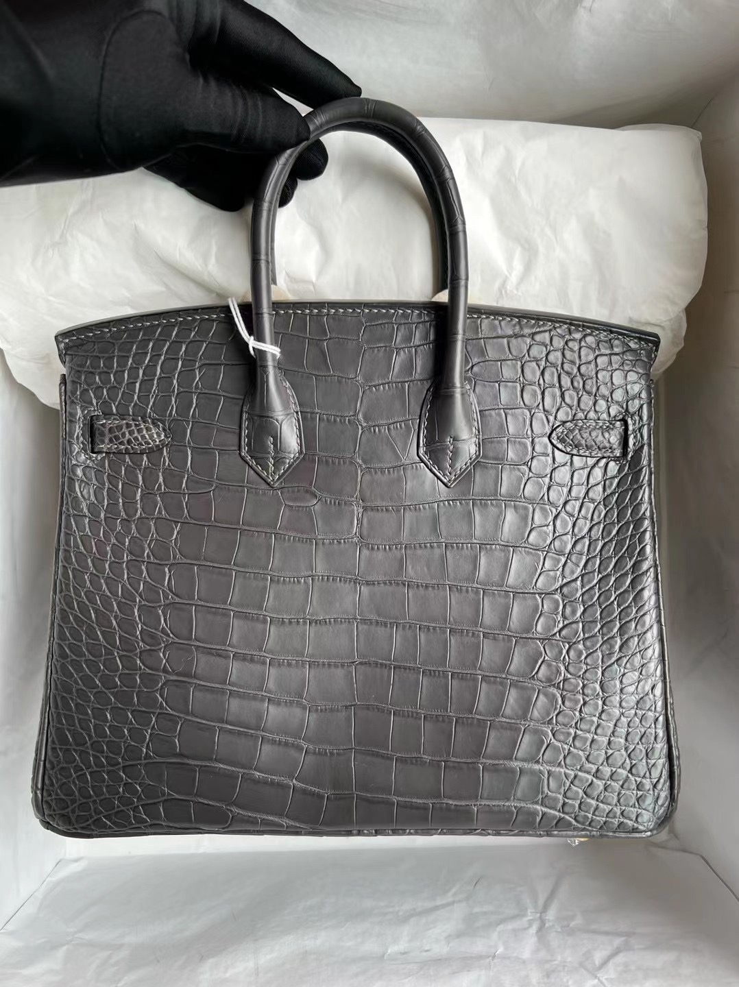 Indonesia Hermes Birkin 25cm 88 Graphite 石墨灰霧面方塊 美洲鱷魚