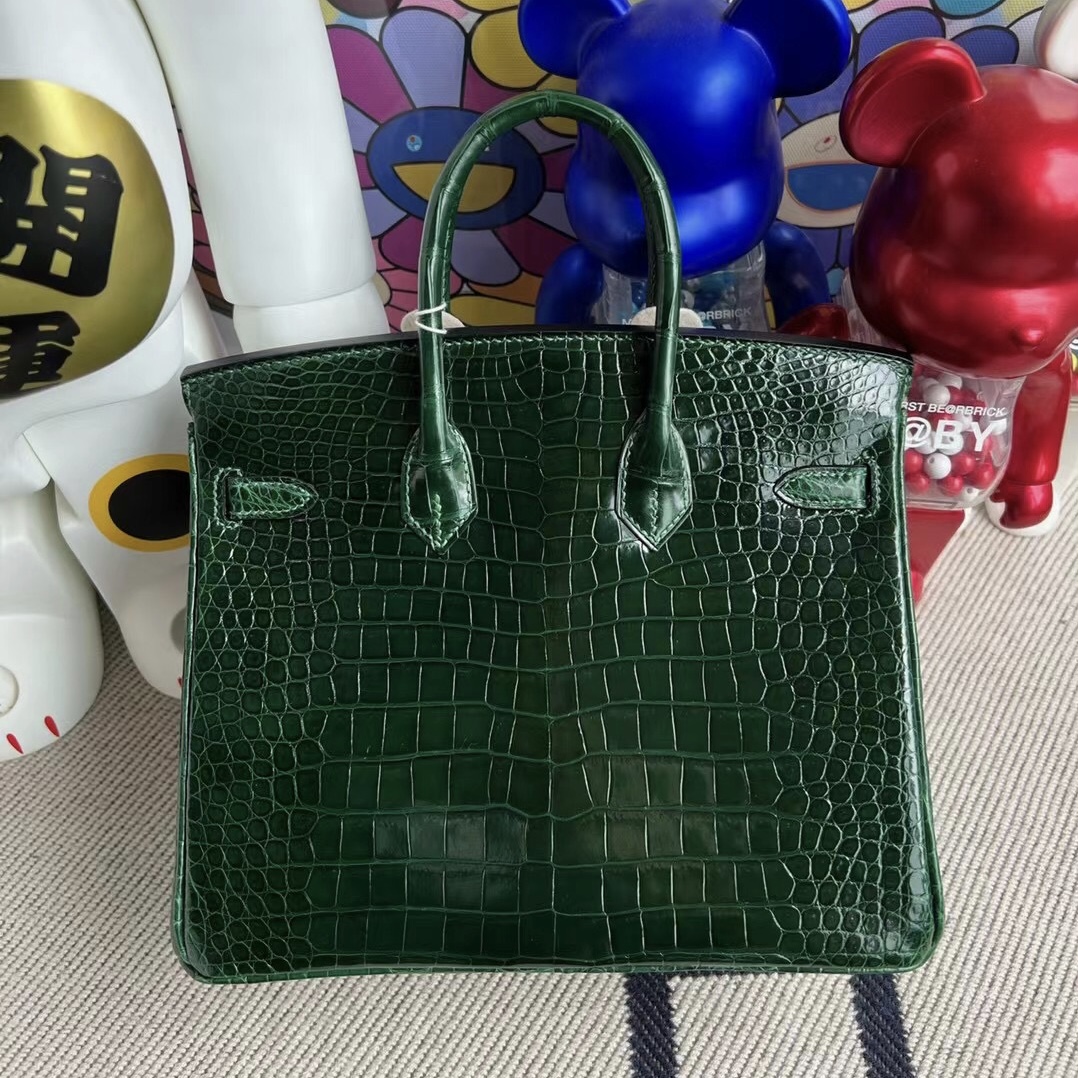 Indonesia Hermes Birkin 25cm 亮面倒V 澳洲灣鱷 67 Vert Fonce 祖母綠