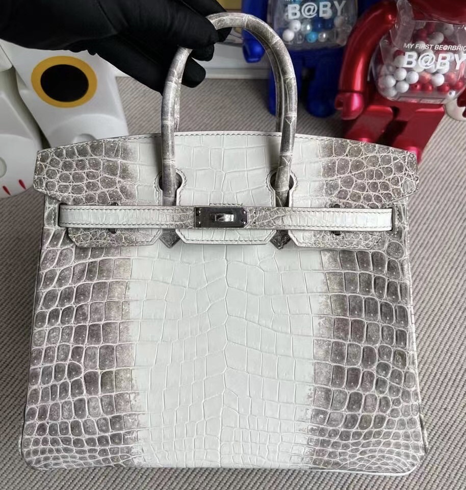 Vietnam Hanoi Hermes Birkin 25cm Himalayan CK01 BLANC Crocodile 喜馬拉雅