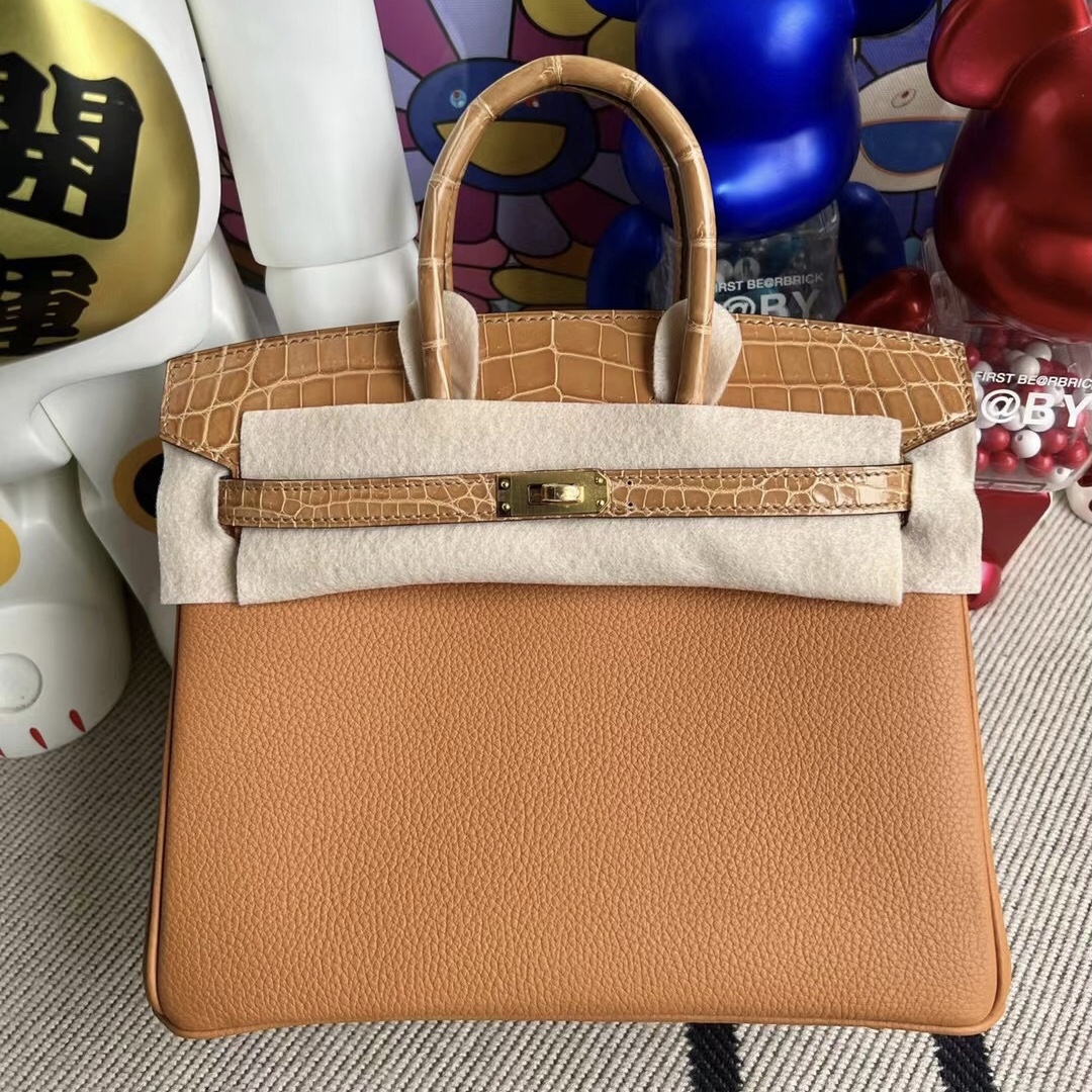 Vietnam Hanoi Hermes Birkin 25 Touch Togo 皮拼 亮面尼羅鱷魚 28 Caremel 焦糖色