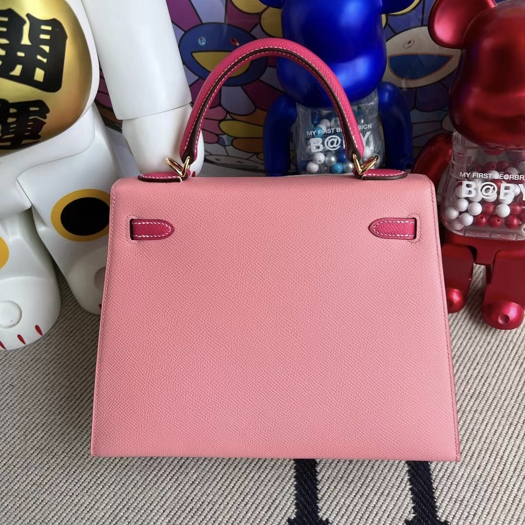 Thailand Bangkok Hermes Kelly 25 Epsom HSS 1Q Rose Confetti+E5 Rose Tyrien